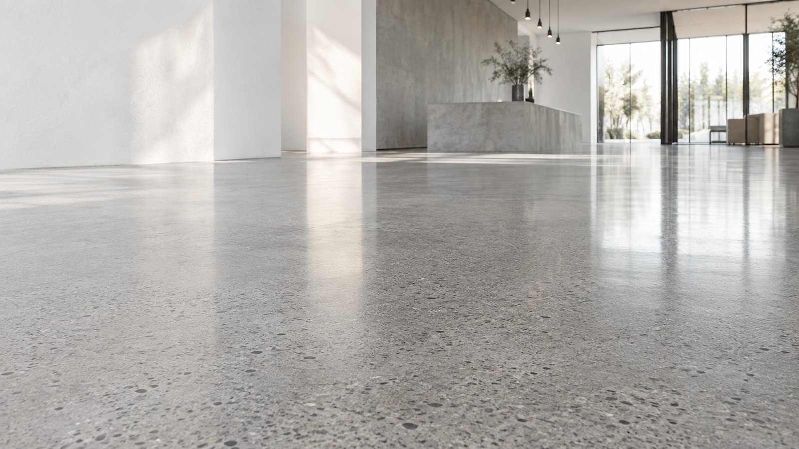 Polished concrete floor in a bright, open Arizona interior